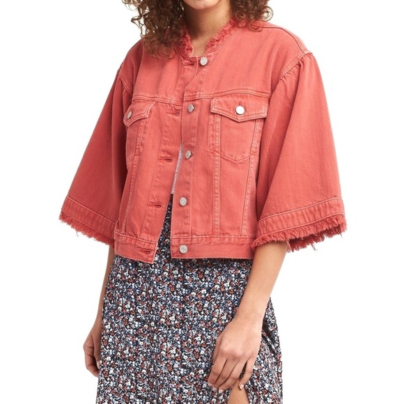 faded red denim jacket